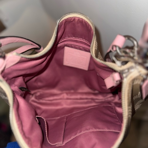 Coach B1276 Beige and Pink Shoulder Bag EUC - Picture 8 of 9